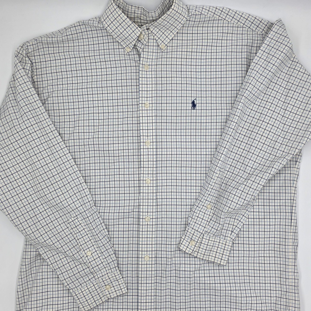 Ralph Lauren Blake Men's XXL‎ Button Down Shirt Long Sleeve Gingham Plaid Blue